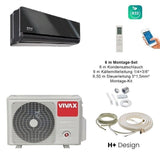 VIVAX H+ Design Gray Mirror 12000 BTU + 6 m Montageset Split Klimaanlage A+++