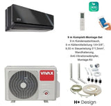 VIVAX H+ Design Gray Mirror 12000 BTU + 9 m Komplett SET Split Klimaanlage A+++