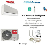 VIVAX H+ Design SILVER 18000 BTU+6 m Komplett SET Split Klimaanlage 3D Swing A++