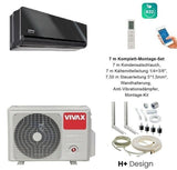VIVAX H+ Design Gray Mirror 12000 BTU + 7 m Komplett SET Split Klimaanlage A+++