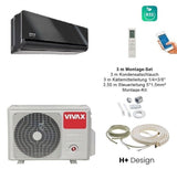 VIVAX H+ Design Gray Mirror 12000 BTU + 3 m Montageset Split Klimaanlage A+++
