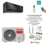 VIVAX H+ Design Gray Mirror 12000 BTU + 6 m Komplett SET Split Klimaanlage A+++