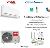 VIVAX H+ Design WEIß 18000 BTU + 7 m Komplett SET Split Klimaanlage 3D Swing A++