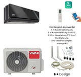 VIVAX H+ Design Gray Mirror 12000 BTU + 8 m Komplett SET Split Klimaanlage A+++