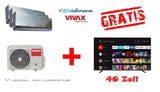 VIVAX Trio Multisplit Klimaanlage V Design Gray Mirror + Google Smart TV GRATIS!