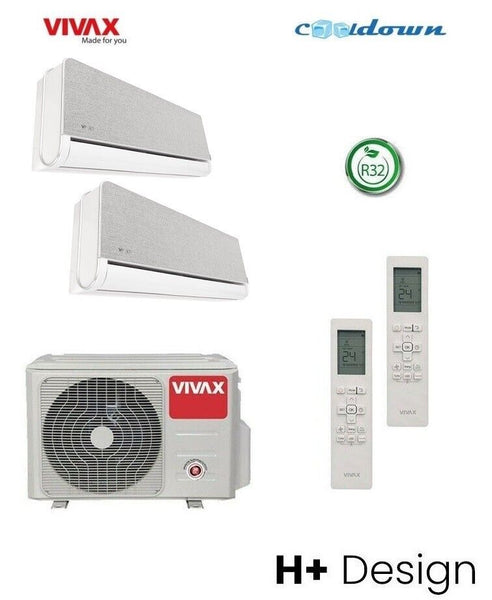 VIVAX Multisplit H+ Design Silver 2 x 3,5 KW Duo Klimagerät Klimaanlage R32 A++