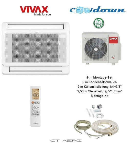 VIVAX Flur-Truhe 12000 BTU + 9 m Montageset 3,81 KW Split Klimaanlage A +++