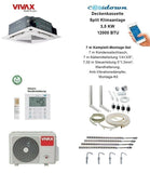 VIVAX Deckenkassette 12000 BTU + 7 m Komplett Montageset Split Klimaanlage A+++