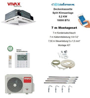 VIVAX Deckenkassette 18000 BTU + 7 m Montageset  Decken Split Klimaanlage A++