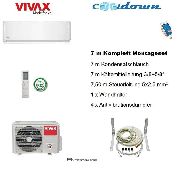 VIVAX R Design 24000 BTU + 7 m Komplett Montageset 7 KW Split Klimaanlage A++