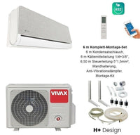 VIVAX H+ Design SILVER + 6 m Komplett SET Klimagerät Klimaanlage 3D Swing A+++