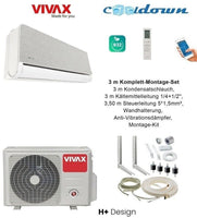 VIVAX H+ Design SILVER 18000 BTU+3 m Komplett SET Split Klimaanlage 3D Swing A++