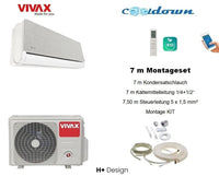 VIVAX H+ Design SILVER 18000 BTU + 7 m Montageset Split Klimaanlage 3D Swing A++