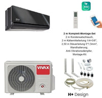 VIVAX H+ Design Gray Mirror 12000 BTU + 2 m Komplett SET Split Klimaanlage A+++