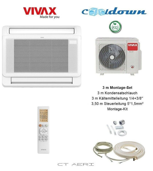 VIVAX Flur-Truhe 12000 BTU + 3 m Montageset 3,81 KW Split Klimaanlage A +++