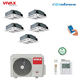 VIVAX Deckenkassette Multisplit 5 x 3,5 KW 4 Wege Klimaanlage Wandfernb. + WIFI