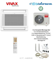 VIVAX Flur-Truhe 12000 BTU + 8 m Komplett SET 3,81 KW Split Klimaanlage A+++