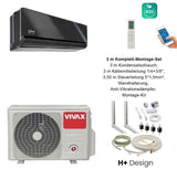 VIVAX H+ Design Gray Mirror 12000 BTU + 3 m Komplett SET Split Klimaanlage A+++