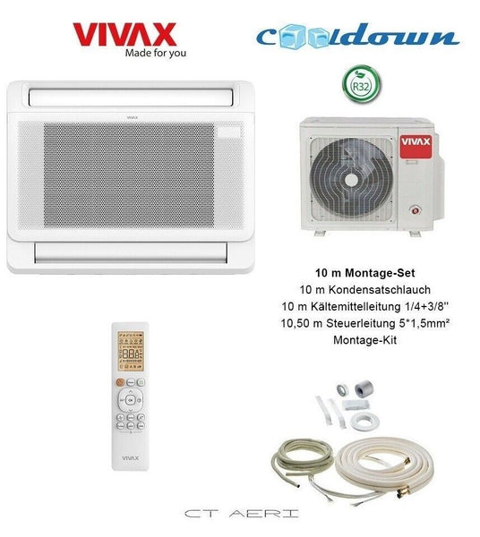 VIVAX Flur-Truhe 9000 BTU + 10 m Montageset 2,6 KW Split Klimaanlage A+++