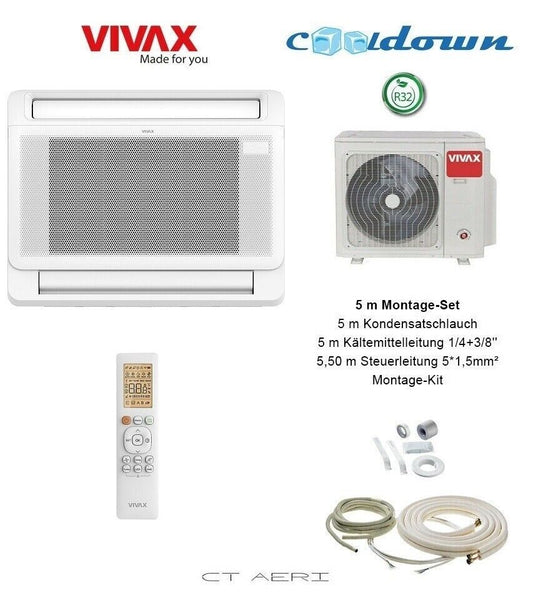 VIVAX Flur-Truhe 9000 BTU + 5 m Montageset 2,6 KW Split Klimaanlage A+++