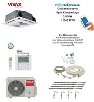 VIVAX Deckenkassette 12000 BTU + 4 m Montageset Decken Split Klimaanlage A+++