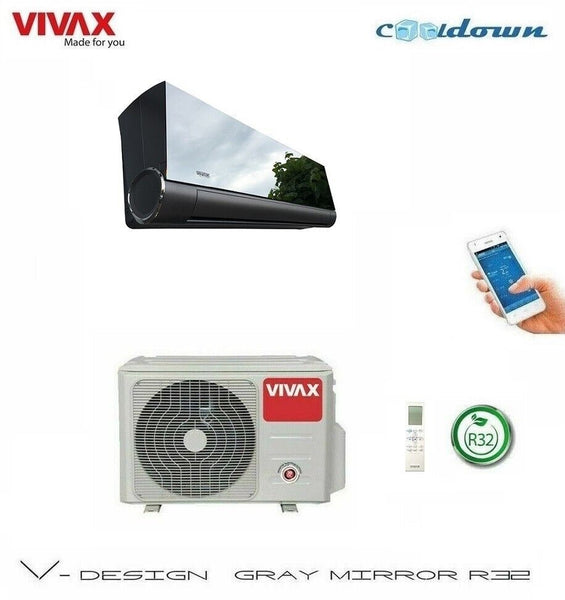 VIVAX V Design Gray Mirror 3,5 KW 12000 BTU Klimagerät Split Klimaanlage A++