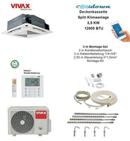 VIVAX Deckenkassette 12000 BTU + 2 m Montageset Decken Split Klimaanlage A+++