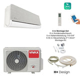 VIVAX H+ Design SILVER + 6 m Montageset Klimagerät Klimaanlage 3D Swing A+++