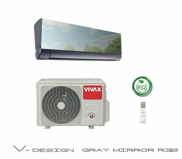 VIVAX V Design Gray Mirror 2,6 KW 9000 BTU Klimagerät Split Klimaanlage A+++