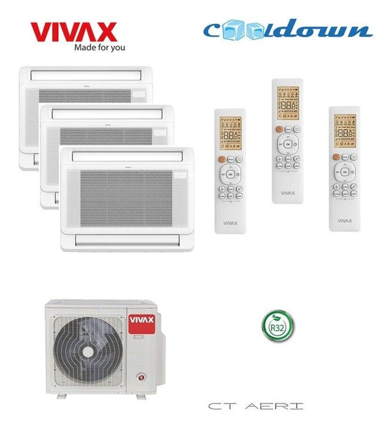 VIVAX Flur Multisplit Truhe 3,5 KW mit 3 Innengeräten Klimagerät Klimaanlage A++