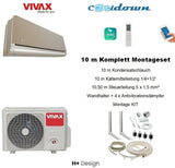 VIVAX H+ Design GOLD 18000 BTU+ 10 m Komplett SET Split Klimaanlage 3D Swing A++