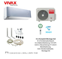 VIVAX R Design SILVER 12000 BTU + 8 m Komplett Montageset Split Klimaanlage A+++