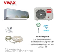 VIVAX R Design SILVER MIRROR 12000 BTU + 9 m Montageset 3,8 KW Klimaanlage A+++