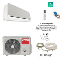 VIVAX H+ Design SILVER + 4 m Montageset Klimagerät Klimaanlage 3D Swing A+++