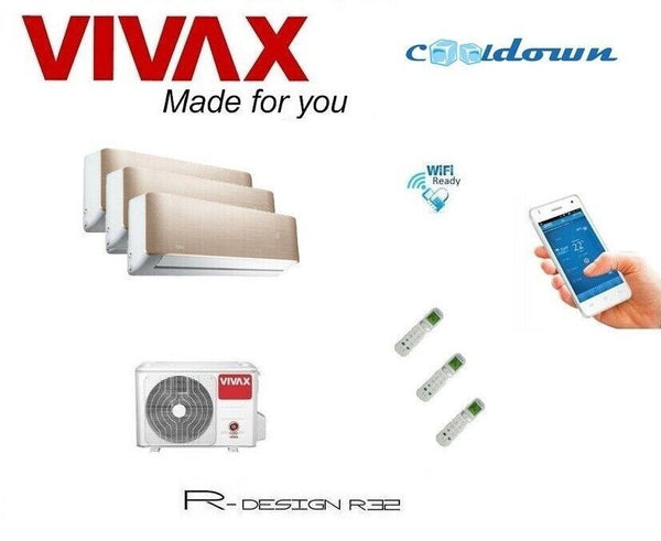 VIVAX Multisplit R Design GOLD 3 x 3,5 KW WIFI Klimagerät Klimaanlage R32 A++
