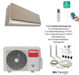 VIVAX H+ Design GOLD + 5 m Komplett SET Klimagerät Klimaanlage 3D Swing A+++