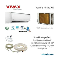 VIVAX Q Design+Montage Set 8 m 3,82KW 12000BTU Klimagerät Split Klimaanlage A++