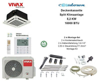 VIVAX Deckenkassette 18000 BTU + 2 m Montageset 5,2 KW Decken Split Klimaanlage