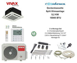 VIVAX Deckenkassette 18000 BTU + 2 m Montageset 5,2 KW Decken Split Klimaanlage