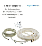 3 m Montageset 3/8"+5/8" Kältemittelleitung Kupferrohr Isoliert Gebördelt Klima