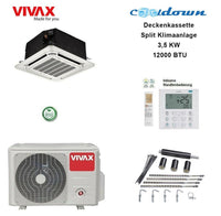 VIVAX Deckenkassette 3,52 KW 12000 BTU 4-Wege Decke Split Klimaanlage A+++ R32