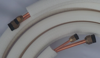 10 m Montageset 1/4" + 1/2" Kältemittelleitung Kupferrohr Isoliert Gebördelt