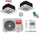 VIVAX Deckenkassette Multisplit 2 x 3,5 KW 4-Wege Klimaanlage Wandfernbed. R32