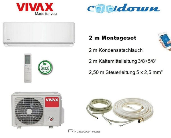 VIVAX R Design 24000 BTU + 2 m Montageset WIFI Ready 7 KW Split Klimaanlage A++