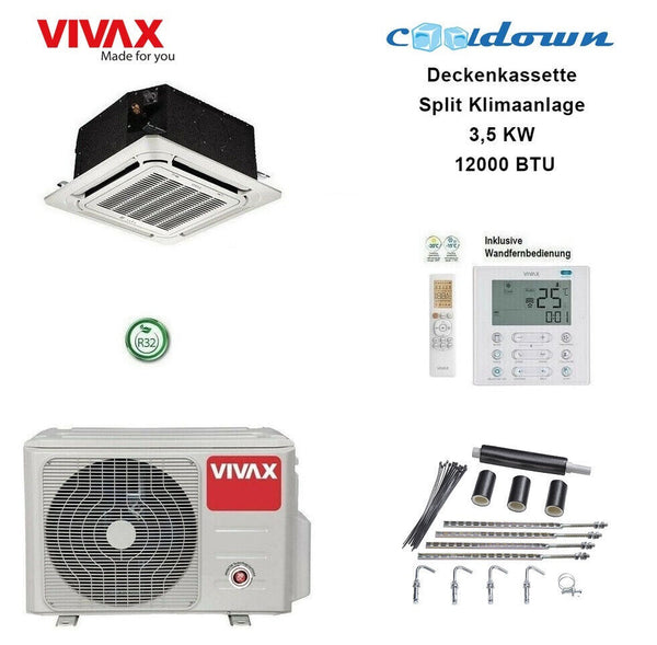 VIVAX Deckenkassette 3,52 KW 12000 BTU 4-Wege Decke Split Klimaanlage A++ R32