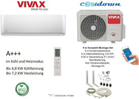 VIVAX Y Design 12000 BTU+9 m Komplett SET 3,5KW Split Klimaanlage inkl WIFI A+++