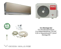 VIVAX V Design GOLD 12000 BTU + 8 m Montageset 3,8 KW Split Klimaanlage A+++