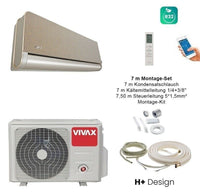 VIVAX H+ Design GOLD + 7 m Montageset Klimagerät Split Klimaanlage 3D Swing A+++