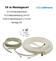 10 m Montageset 1/4" + 1/2" Kältemittelleitung Kupferrohr Isoliert Gebördelt