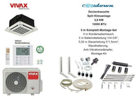 VIVAX Deckenkassette 12000 BTU+5 m Komplett Montageset 3,52 KW Split Klimaanlage